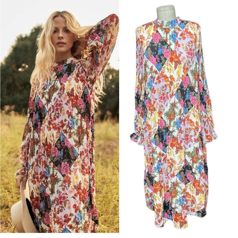 COPY - Maeve Shara Pleated Midi Dress size M